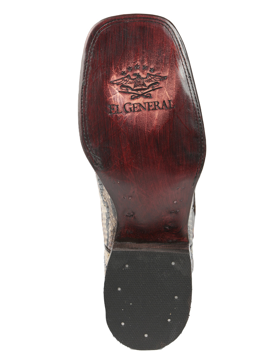 El General Men’s Python Imitation Rodeo Boots - Brown 45528