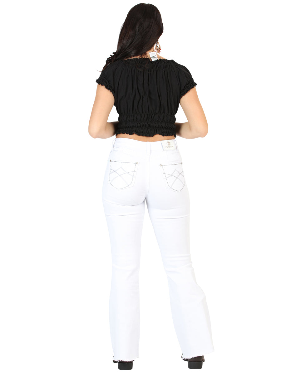 Centenario Women's White Bootcut Denim Jeans 45545