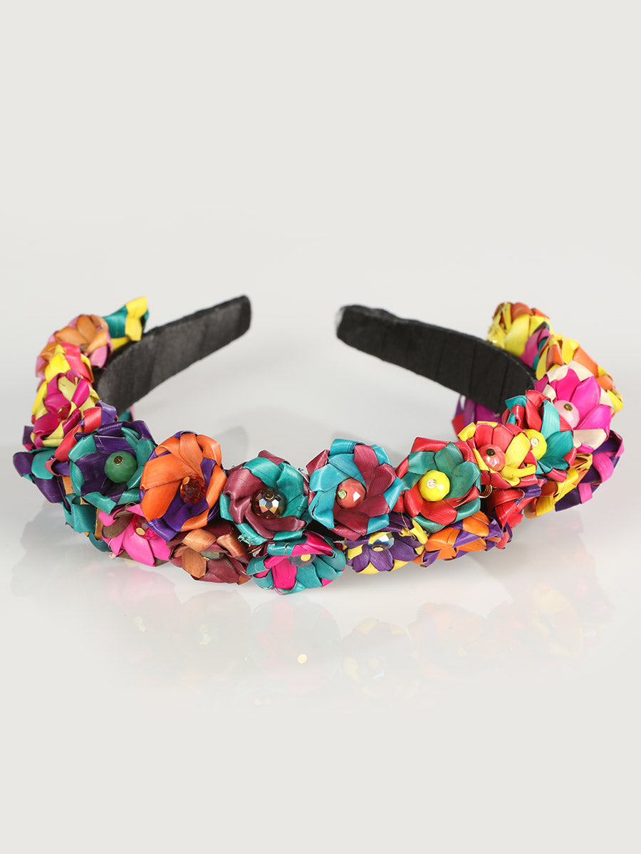 Artisanal Handcrafted Headband 100% Leaf Palm Multicolor  603207