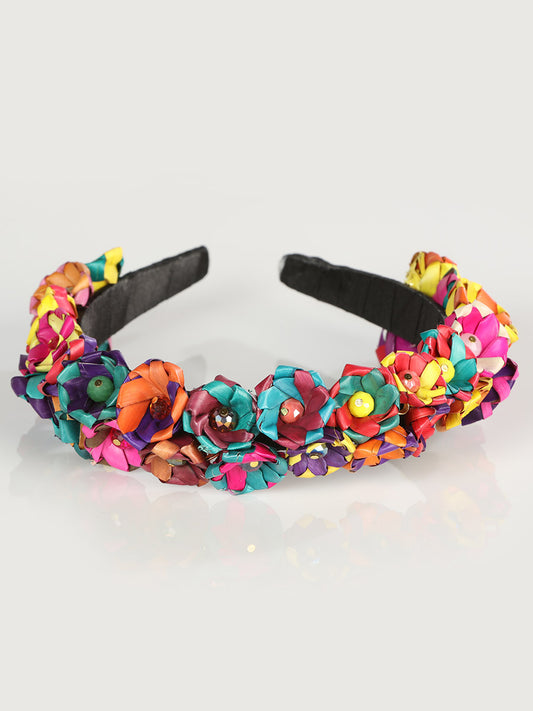 Artisanal Handcrafted Headband 100% Leaf Palm Multicolor  603207